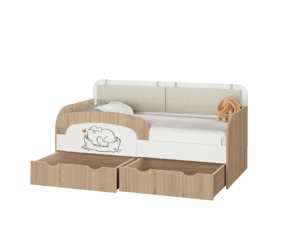 Кровать-тахта Кот малая с подушками с бортиком-1