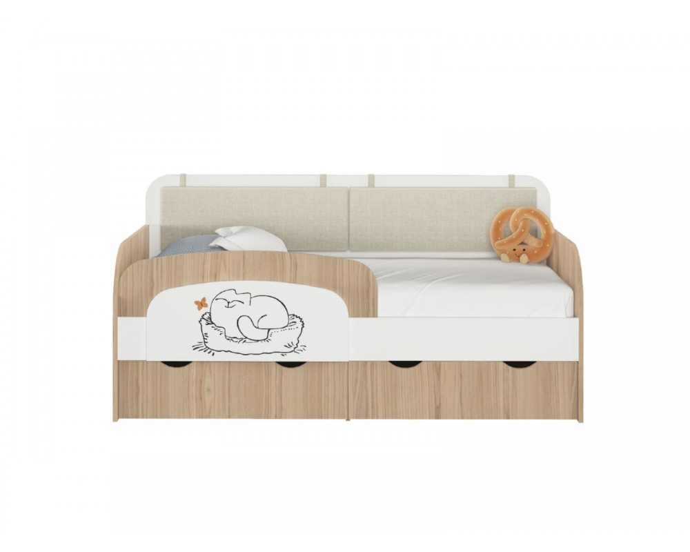 Кровать-тахта Кот малая с подушками с бортиком-3