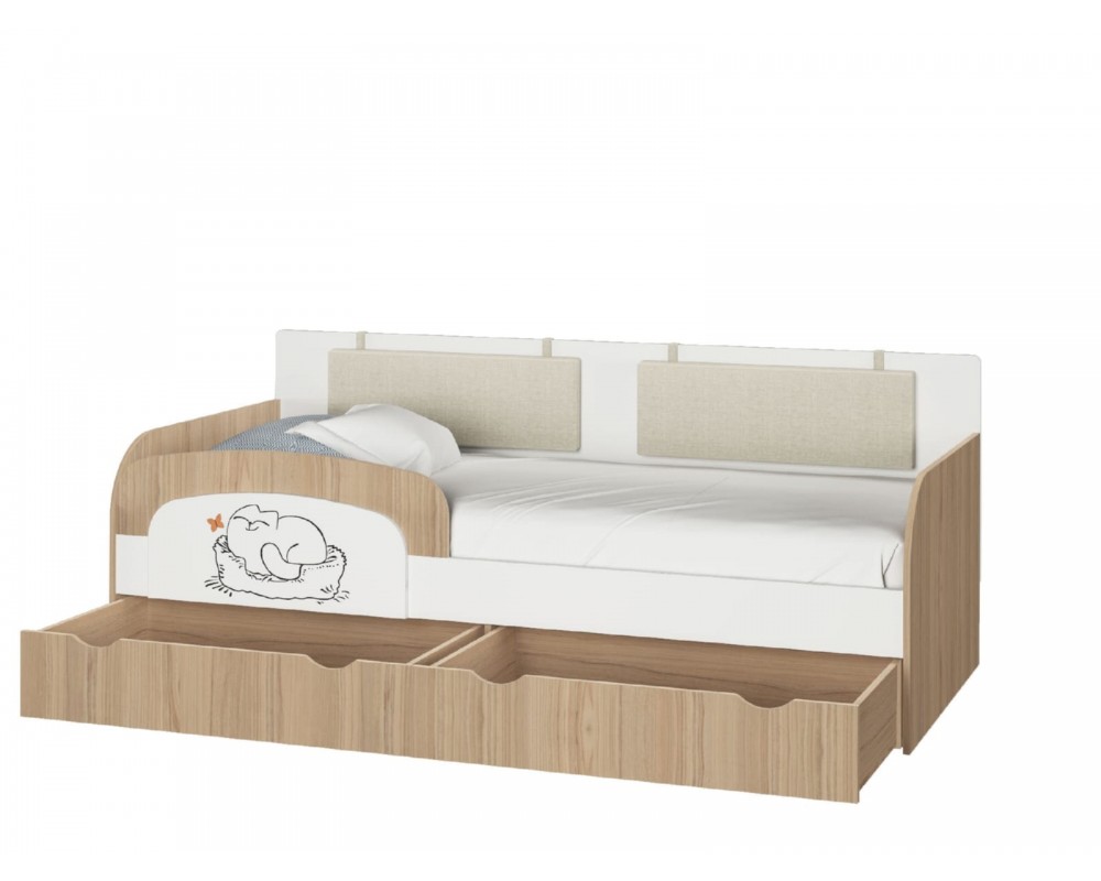 Кровать-тахта Кот с подушками с бортиком-1