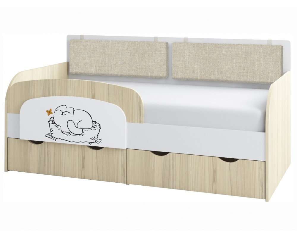 Кровать-тахта Кот малая с подушками с бортиком-0