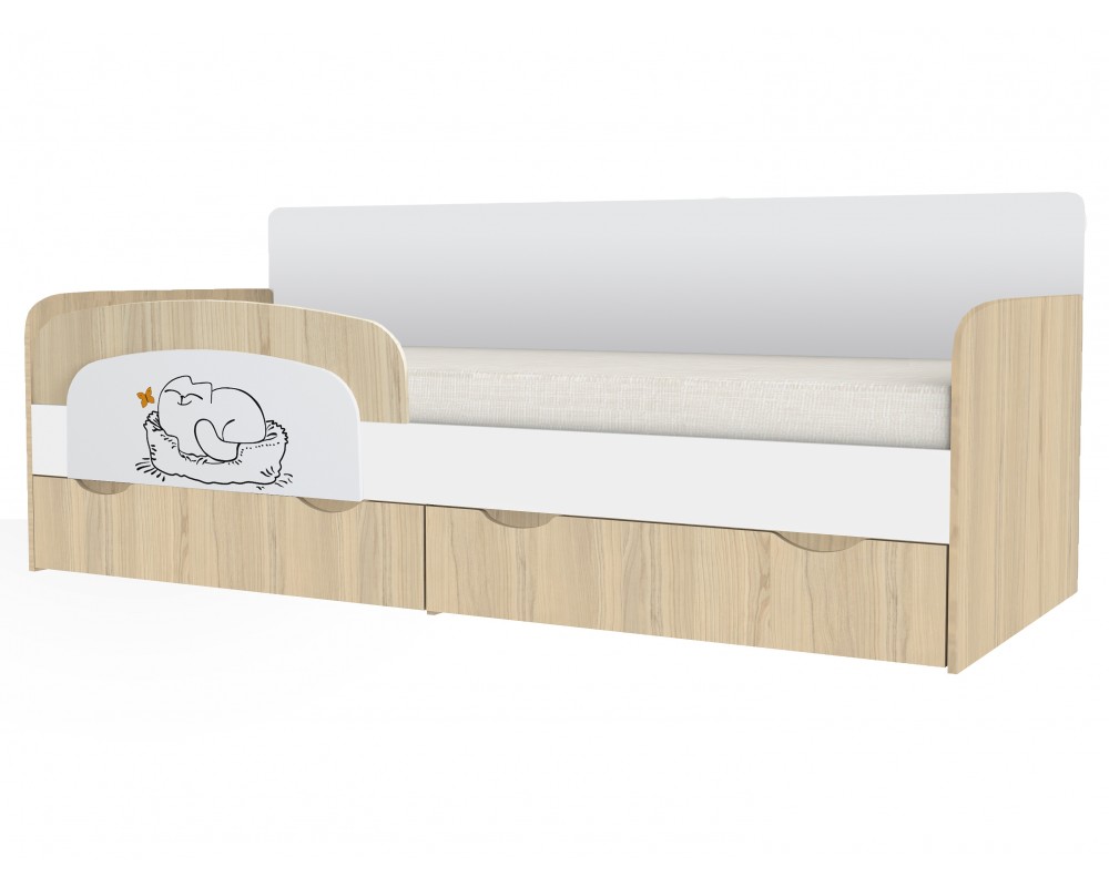 Кровать-тахта Кот с подушками с бортиком-3