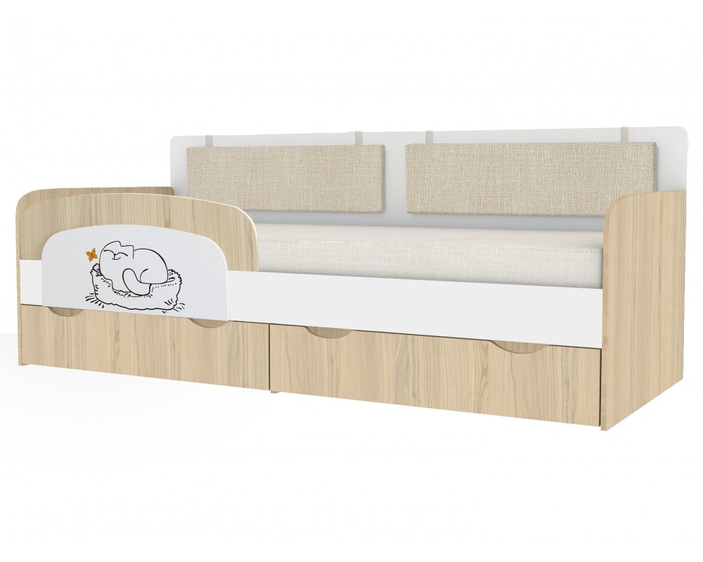 Кровать-тахта Кот с подушками с бортиком-0