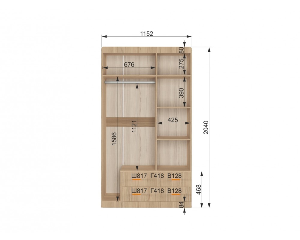 Шкаф двухдверный широкий Кот-5