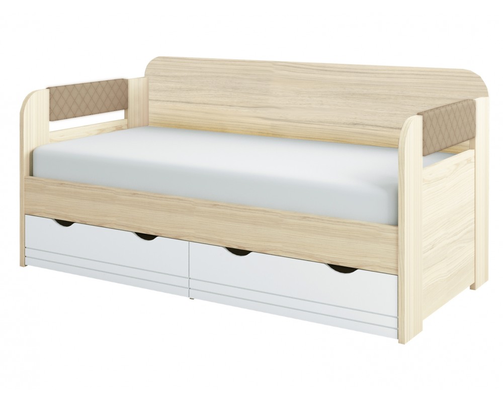 Кровать-тахта малая Стиль Кофе с бортиком с подушками-1