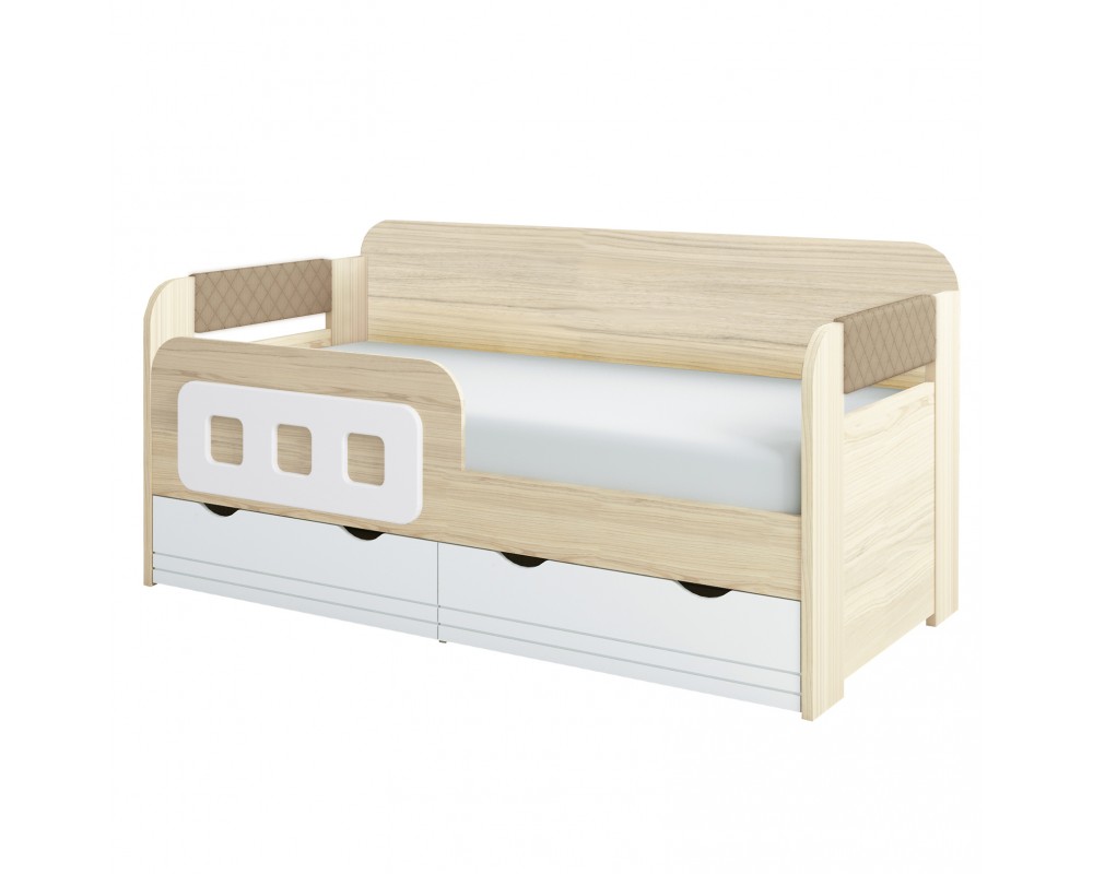 Кровать-тахта малая Стиль Кофе с бортиком с подушками-2