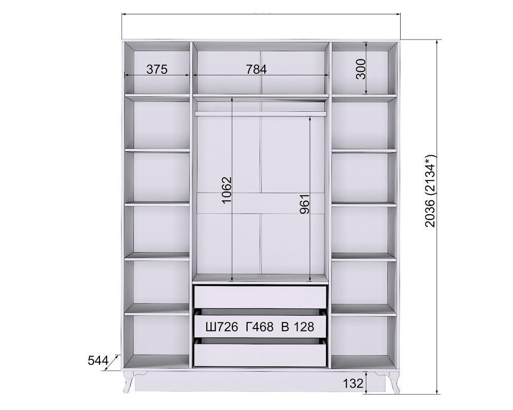 Шкаф четырехдверный Розалия-7