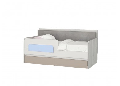 Кровать-тахта Зефир голубой малая с подушками с бортиком