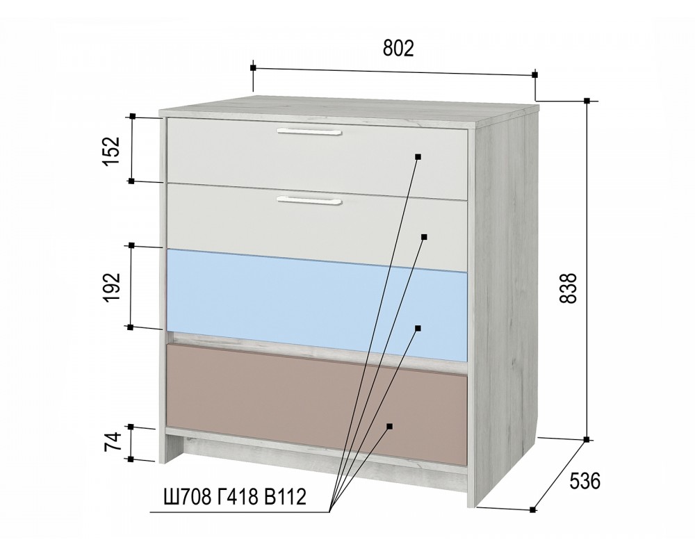Комод Зефир голубой-1