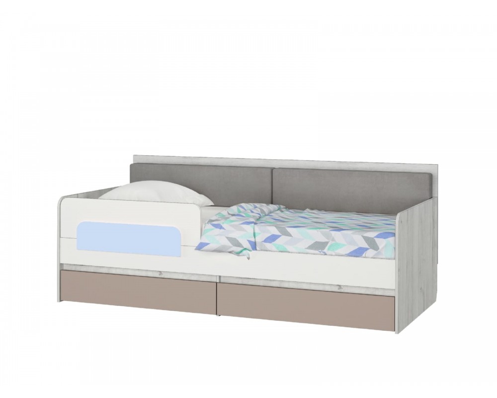 Кровать-тахта Зефир голубой с подушками с бортиком-2