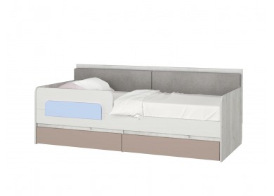 Кровать-тахта Зефир голубой с подушками с бортиком