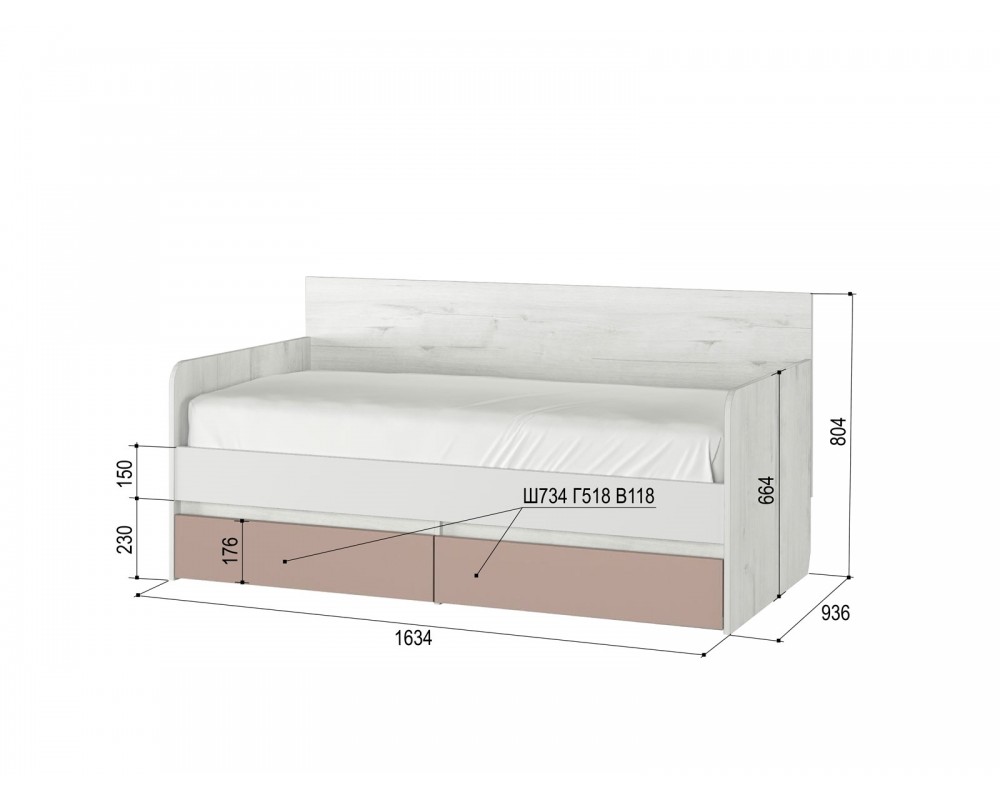 Кровать-тахта Зефир розовый малая с подушками с бортиком Кровать-тахта Зефир розовый малая с подушками с бортиком-1
