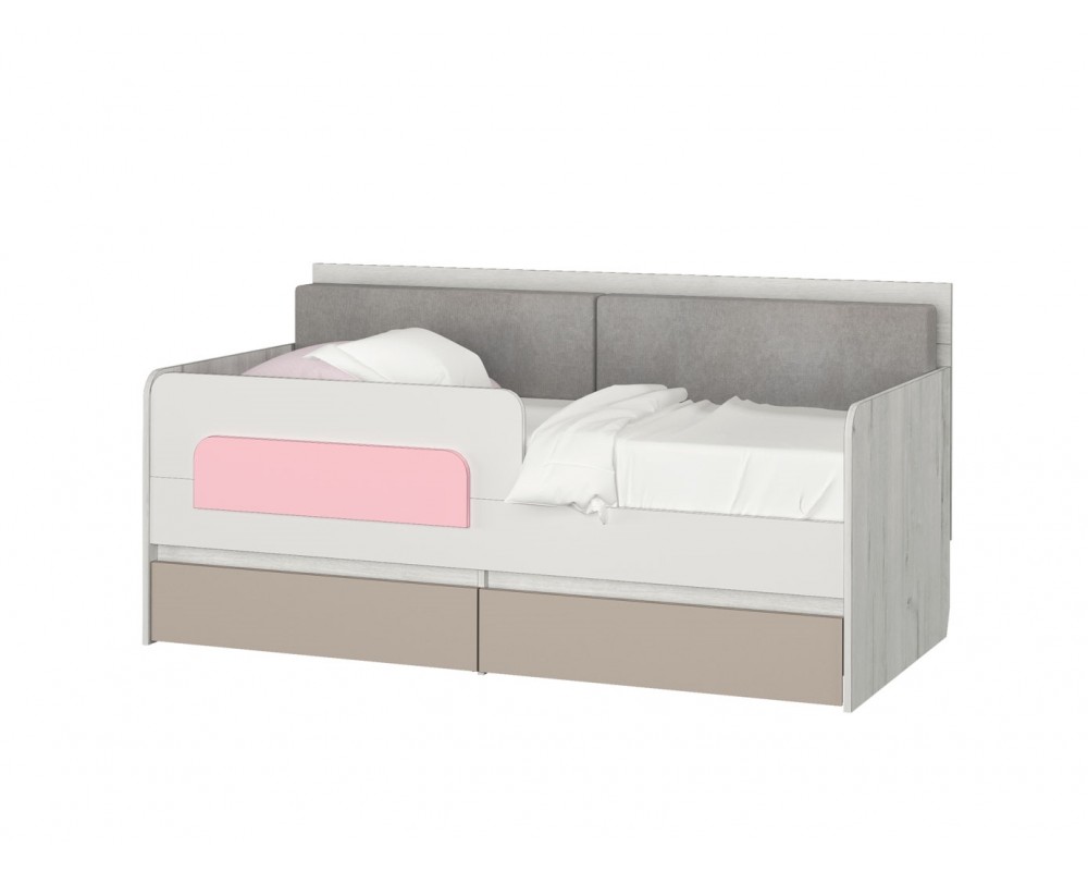 Кровать-тахта Зефир розовый малая с подушками с бортиком Кровать-тахта Зефир розовый малая с подушками с бортиком-0