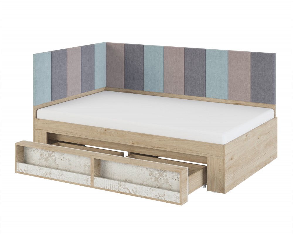 Кровать угловая 0,8 Алиса с мягкой спинкой Кровать угловая 0,8 Алиса с мягкой спинкой-1